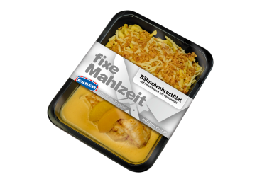 Hähnchenbrustfilet auf Pfirsichsauce mit Käsespätzle