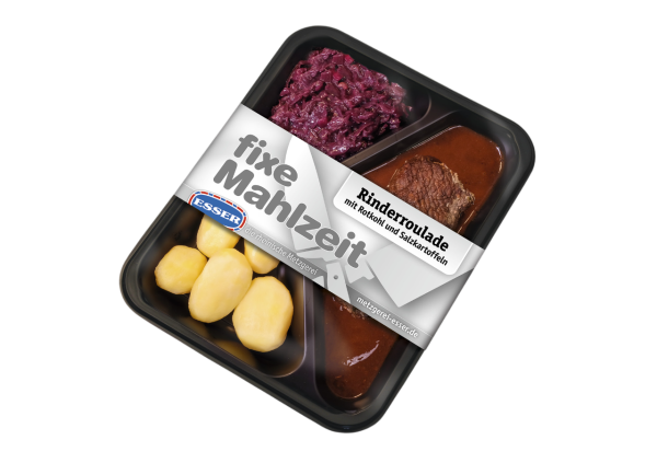 Rinderroulade mit Rotkohl und Salzkartoffeln